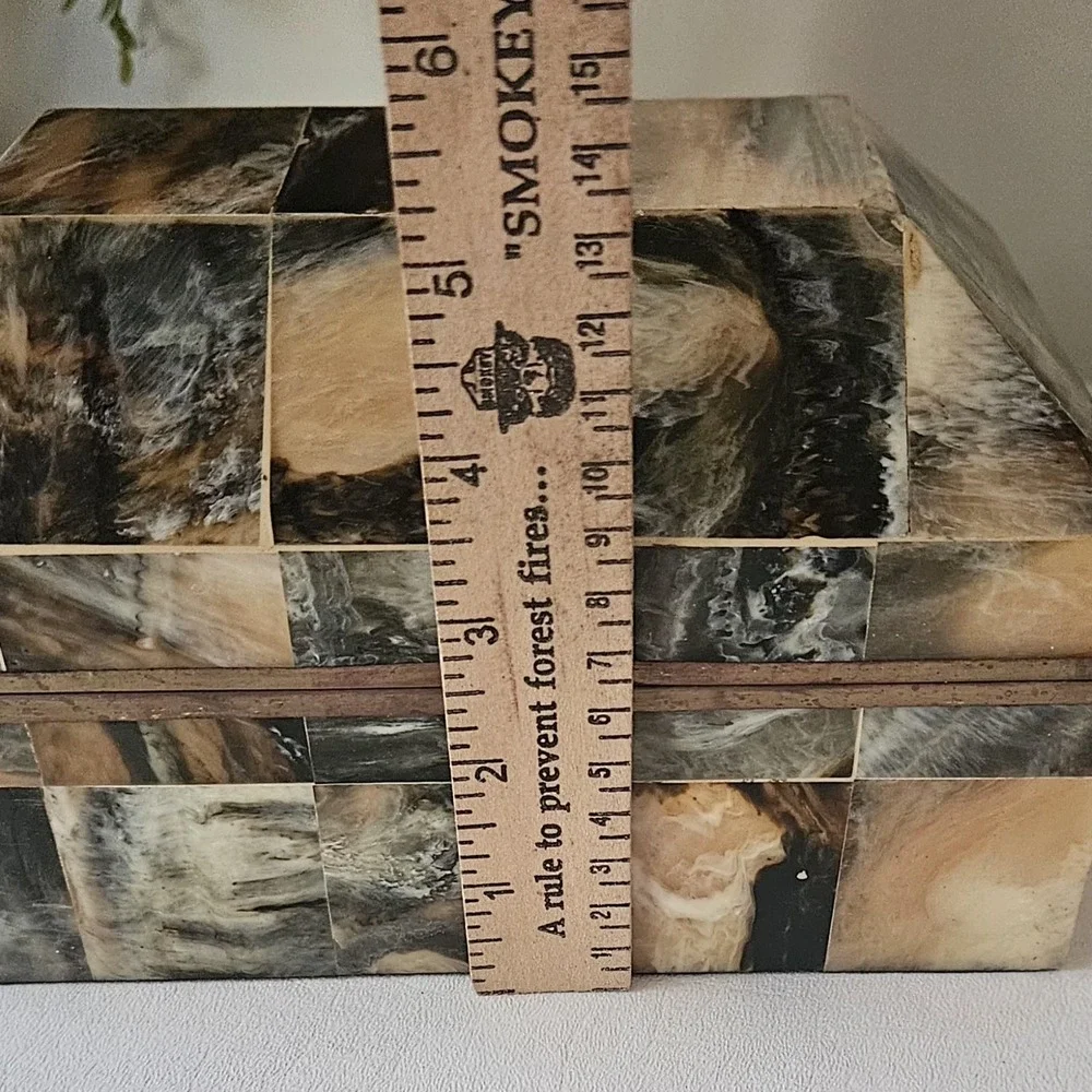 Vintage Tessellated Horn Trinket Box With Brass Trim